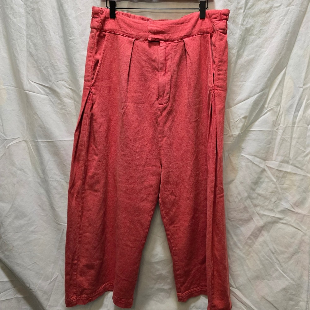 Free People Wide Leg Cool Harbor Barrel Leg Orange Gaucho Pants  Womens Large